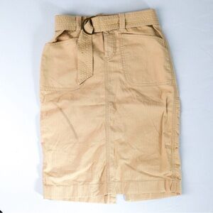 Vintage Ralph Lauren Beige khaki Pencil Skirt with brass belt